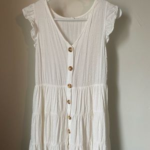 Cute ivory Swiss dot button down dress
